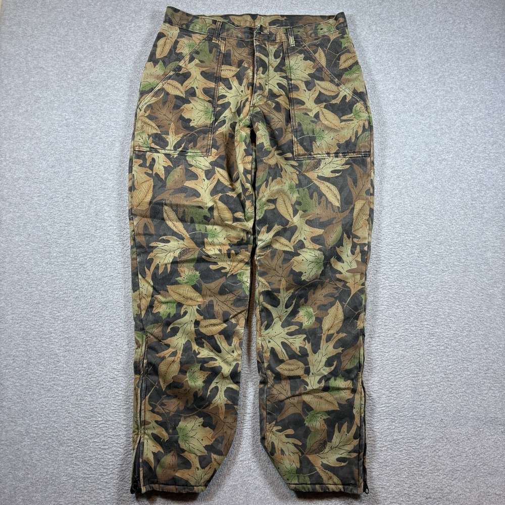 Vtg 90s Kelly Cooper Tru Leaf Camo Pants Quilted Lined Hunting USA Mens M 34x32